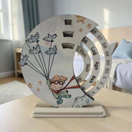 CALENDARIO PERPETUO PICCOLO PRINCIPE IN LEGNO BOMBONIERA ORIGINALE