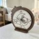 OROLOGIO ORSETTO SULLA LUNA CON FIORELLINI INTAGLIATI BATTESIMO