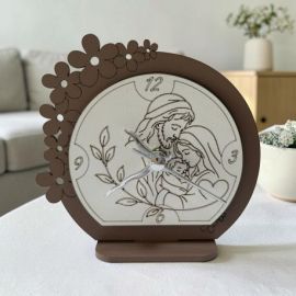 OROLOGIO SACRA FAMIGLIA SEMICERCHIO CON MARGHERITE BOMBONIERA BATTESIMO