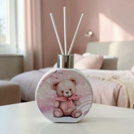 DIFFUSORE ESSENZA ORSETTO FIOCCO ROSA BOMBONIERA BATTESIMO BIMBA ORIGINALE