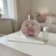 DIFFUSORE ESSENZA ORSETTO FIOCCO ROSA BOMBONIERA BATTESIMO BIMBA ORIGINALE