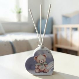 PROFUMATORE DIFFUSORE CUORE ORSETTO CON FIOCCO VERDE BOMBONIERA
