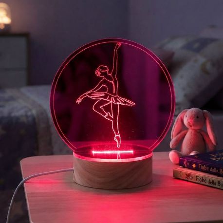 LAMPADA LED BALLERINA DANZA CLASSICA BOMBONIERA BIMBA BATTESIMO COMUNIONE