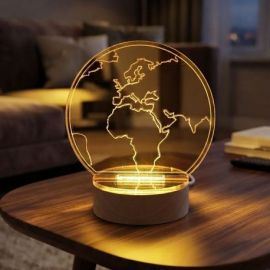 LAMPADA LED MAPPAMONDO TEMA VIAGGIO BOMBONIERA MATRIMONIO LAUREA