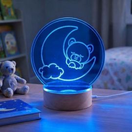 LAMPADA LED ORSETTO SULLA LUNA BOMBONIERA BATTESIMO BIMBO
