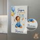 Applicazione bimbo palloncini in legno bomboniera battesimo nascita