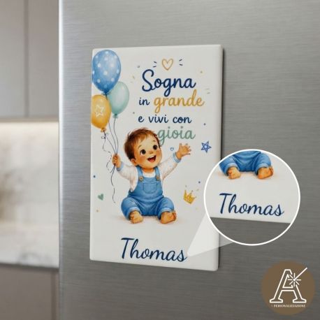 Applicazione bimbo palloncini in legno bomboniera battesimo nascita