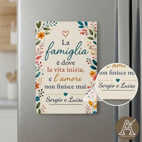 Segnaposto legno Famiglia fiori scritta bomboniera matrimonio anniversario