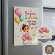 Applicazione legno bimba con palloncini e frase bomboniera battesimo nascita