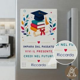 Applicazione laurea corona alloro libri tocco legno bomboniera laurea