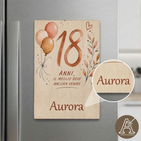 Segnaposto legno palloncini 18 anni bomboniera ragazza