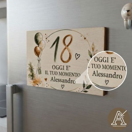 Segnaposto legno palloncini 18 anni ragazzo bomboniera