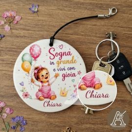 PORTACHIAVI BIMBA PERSONALIZZABILE IN LEGNO BOMBONIERA NASCITA