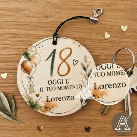 PORTACHIAVI 18 ANNI PERSONALIZZABILE CON FRASE PENSIERINI DICIOTTESIMO