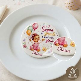 Tag magnete personalizzabile bimba bomboniera nascita primo compleanno