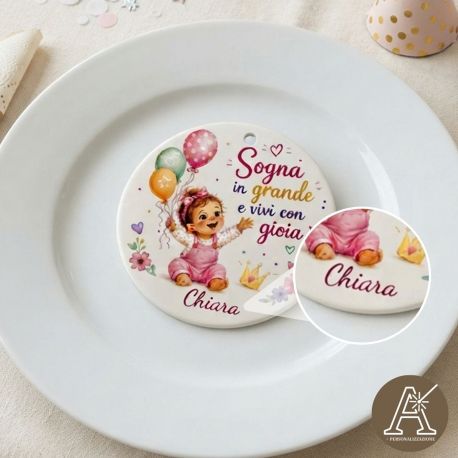 Tag magnete personalizzabile bimba bomboniera nascita primo compleanno
