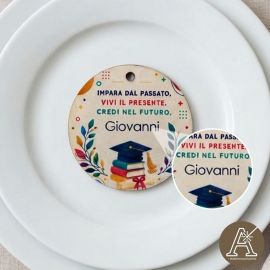 Applicazione calamita personalizzabile laurea tocco e libri in legno bomboniera laurea