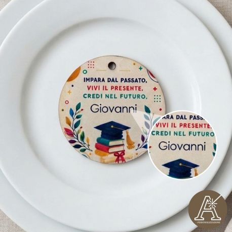Applicazione calamita personalizzabile laurea tocco e libri in legno bomboniera laurea