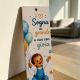 Segnalibro personalizzabile bimbo con palloncini in legno bomboniera nascita - pensierini tondo bimbo