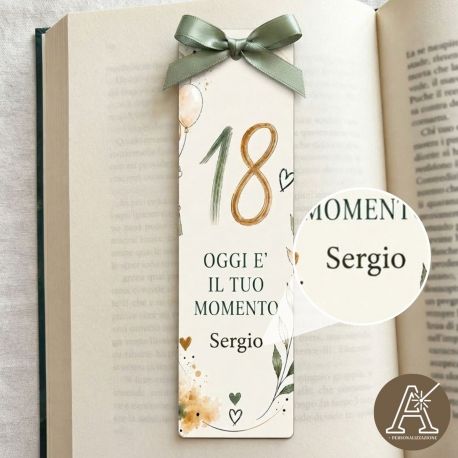 Segnalibro legno ragazzo diciottesimo bomboniera 18 anni