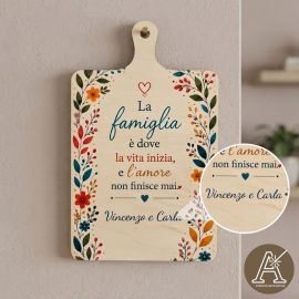 TAGLIERE PERSONALIZZABILE FRASE FAMIGLIA IN LEGNO BOMBONIERA MATRIMONIO COMUNIONE