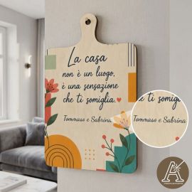 Tagliere rettangolare casa legno bomboniera matrimonio anniversario