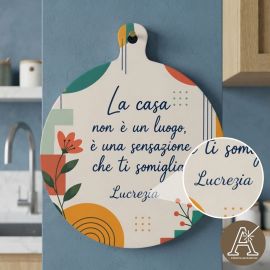 Tagliere tondo decorativo in legno bomboniera matrimonio e anniversario