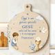 Tagliere tondo bambino in preghiera in legno bomboniera comunione - bomboniere prima comunione bimbo 6