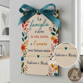 QUADRETTO APPENDINO FRASE FAMIGLIA BOMBONIERE MATRIMONIO PERSONALIZZATE ONLINE