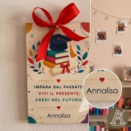 Quadretto rettangolare appendino laurea in legno bomboniera laurea