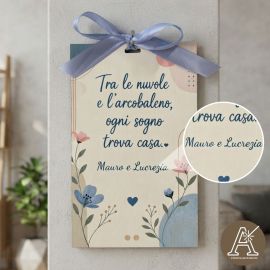 Quadretto rettangolare casa legno bomboniera matrimonio compleanno