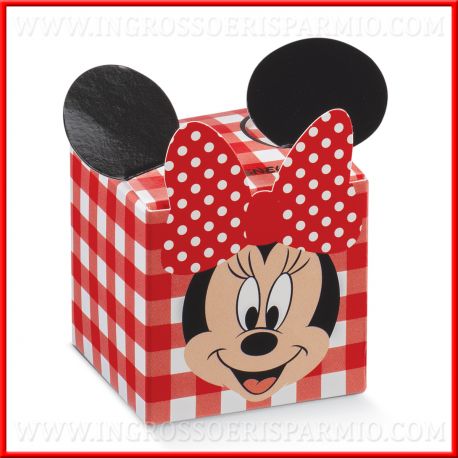 SCATOLINE BOMBONIERE MINNIE ROSSE FESTE A TEMA DISNEY BIMBA