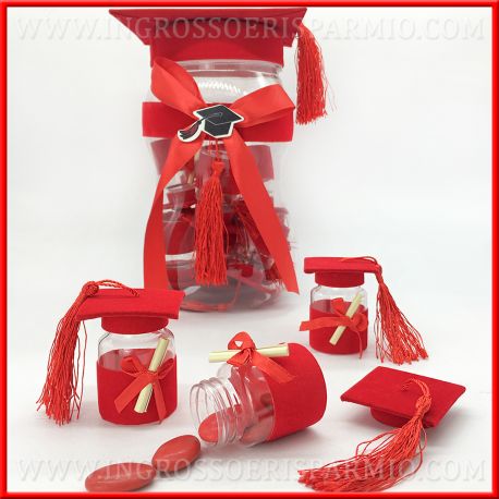 SET SCATOLINE LAUREA TOCCO ROSSO IN PLEXIGLASS + CONTENITORE