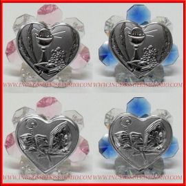 CUORE ARGENTO E PLACCA SACRA IN CRISTALLO PRIMA COMUNIONE E CRESIMA ONLINE
