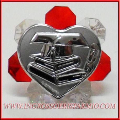 CUORE ARGENTO E PLACCA IN CRISTALLO TOCCO LIBRI SWAROVSKI ROSSI