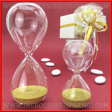 CLESSIDRA BOMBONIERA VETRO NOZZE ORO PREZZO INGROSSO