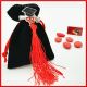 SACCHETTI LAUREA ORIGINALI VELLUTO NERO CON TOCCO E NAPPINA PORTACONFETTI BOMBONIERE