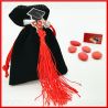 SACCHETTI LAUREA ORIGINALI VELLUTO NERO CON TOCCO E NAPPINA PORTACONFETTI BOMBONIERE
