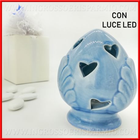 PUMO LAMPADA CERAMICA CELESTE MODELLO CUORE NOZZE BOMBONIERE UTILI ONLINE