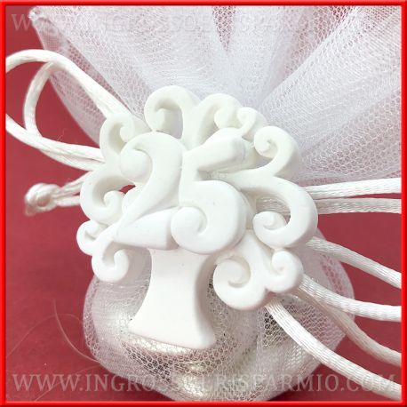 GESSETTO ALBERO DELLA VITA NUMERO 25 NOZZE ARGENTO E COMPLEANNO BOMBONIERE FAI DA TE APPLICAZIONI