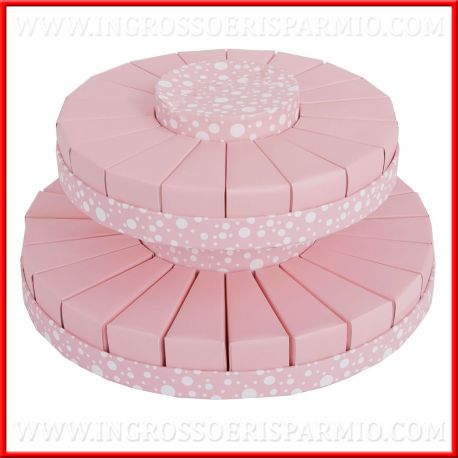 TORTE BOMBONIERE POIS ROSA NASCITA BATTESIMO STOCK FEMMINUCCIA BIMBA