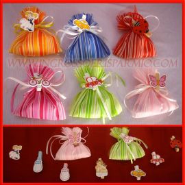 SACCHETTI PORTACONFETTI RIGHE TULLE TNT CONFETTI CONFEZIONE CONFETTATA