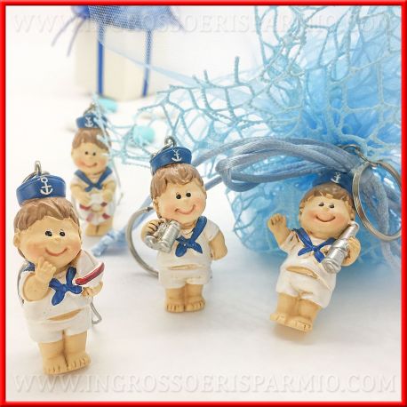 CIONDOLI PORTACHIAVI BAMBINO MARINAIO ORIGINALI FESTE A TEMA NASCITA COMPLEANNO MASCHIO