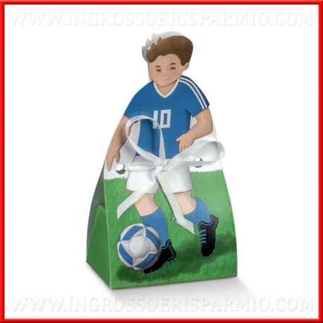 SCATOLINE PORTACONFETTI CALCIATORI ITALIA CONFETTATA COMPLEANNO COMUNIONE MASCHIETTO