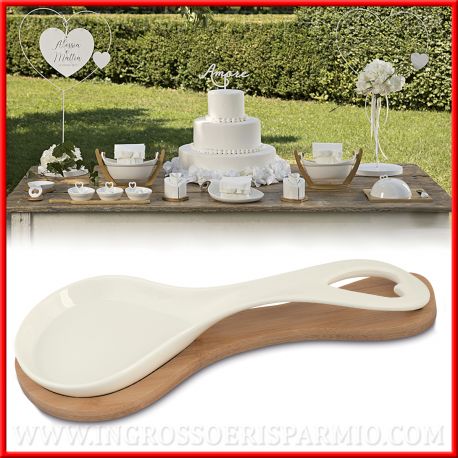 BOMBONIERE POGGIAMESTOLO CERAMICA E LEGNO IDEE ECONOMICHE MATRIMONIO