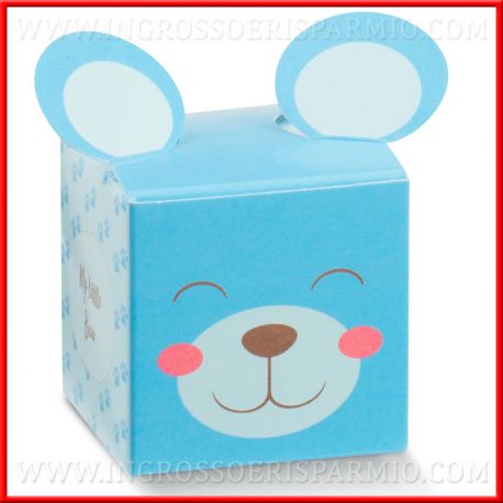 SCATOLINE ORSACCHIOTTO PER BOMBONIERE ECONOMICHE NASCITA BATTESIMO PRIMO COMPLEANNO