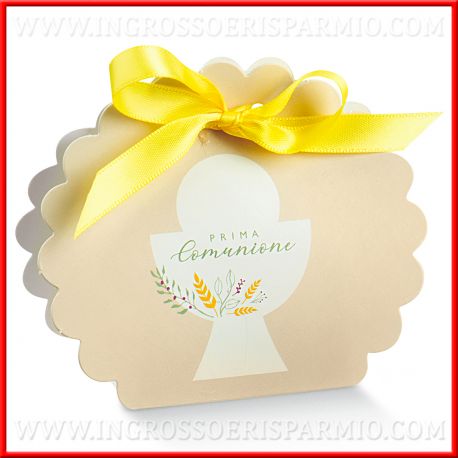 SCATOLINA PER CONFETTATA PRIMA COMUNIONE CALICE ED OSTIA IN CARTONCINO OFFERTE PORTACONFETTI