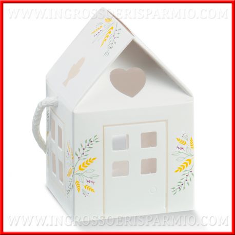 SCATOLINE PORTACONFETTI CASETTA IN CARTONCINO PER PRIMA COMUNIONE BOMBONIERE ONLINE