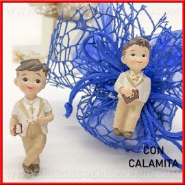 CALAMITA COMUNIONE MASCHIO IN RESINA PER PENSIERINI ORIGINALI SEGNAPOSTO OFFERTA