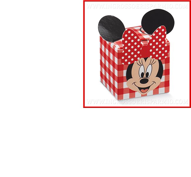 N.20 Scatole Bomboniera Minnie Rosa - 20 Pezzi Con Bigliettini Personalizzabili, Per Confetti (5x5x5 Cm) - 2